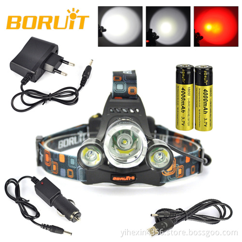 Boruit Manufacturer RJ 3000 Red Light CREE LED Headlamp For Hunting